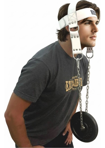 Fitness Hakiki Deri Baş Boyun Ağırlık Kayışı Beyaz