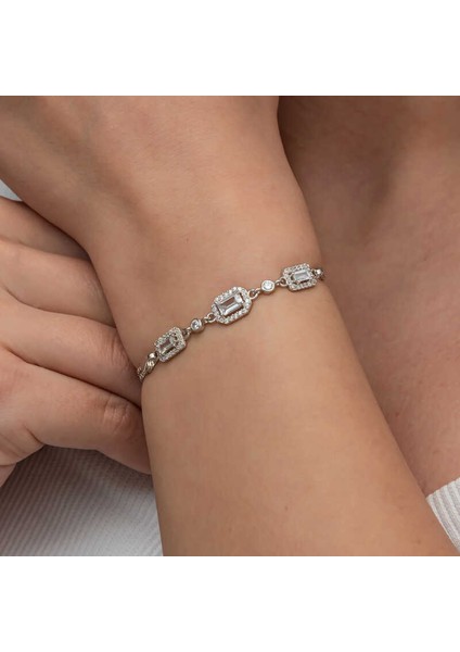 Gümüş Üçlü Baget Taşlı Kadın Bileklik indirimleri