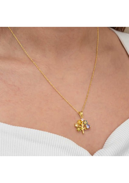 Gümüş Gold Renkli Hayat Ağacı Kadın Kolye indirimleri