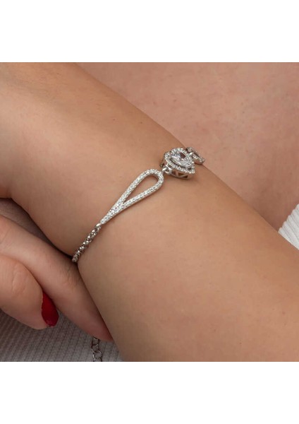Gümüş Zirkon Taşlı Kalp Bileklik fırsatları