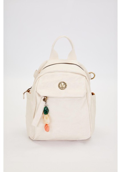 Beyaz Taş Charm Detaylı Omuz Çantası