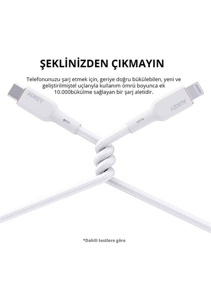 Cb-Ncl1-Wh Naylon Örgülü 3A 480MBPS Type-C Lıghtnıng Kablosu 1.8mt fiyatları