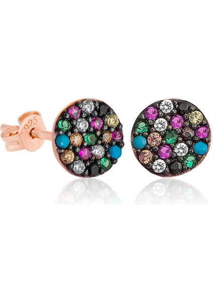 ​gümüş Mix Taşlı Daire Küpe