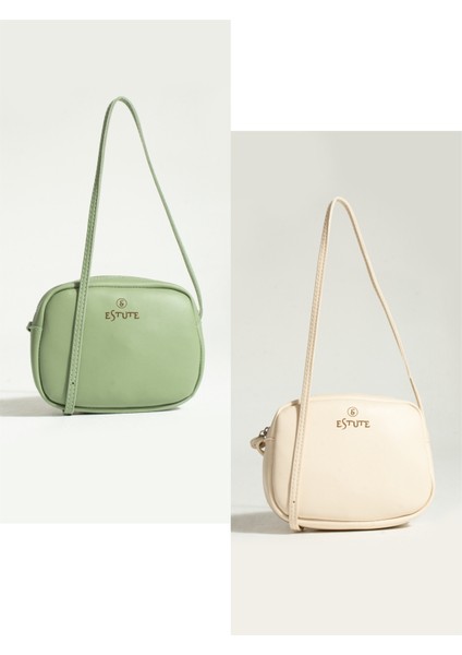 Günlük Çapraz Askılı Çanta 2 Li Paket Krem ve Mint Renk