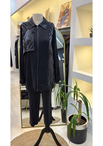 1001 Jakar Detay Pantolonlu Takım - Antrasit