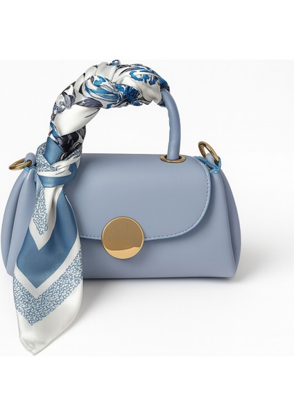 Fular Hediyeli Çapraz Askılı Mavi Mini El ve Omuz Kadın Çantası fiyatları