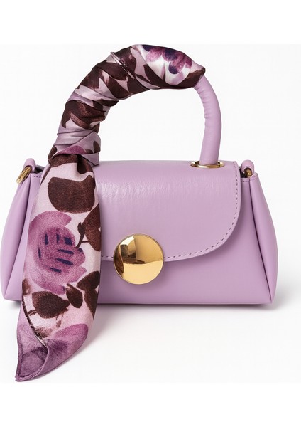 Fular Hediyeli Mini Kadın Lila El ve Omuz Çantası fiyatları