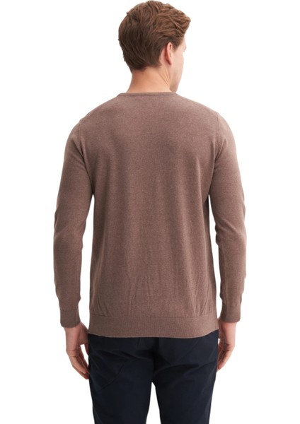 Soft Touch Slim Fit Basic Çizgi Baskılı Bisiklet Yaka Kazak modelleri