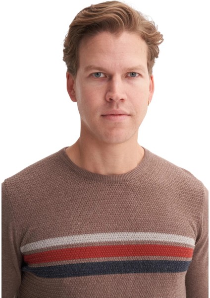 Soft Touch Slim Fit Basic Çizgi Baskılı Bisiklet Yaka Kazak fırsatları