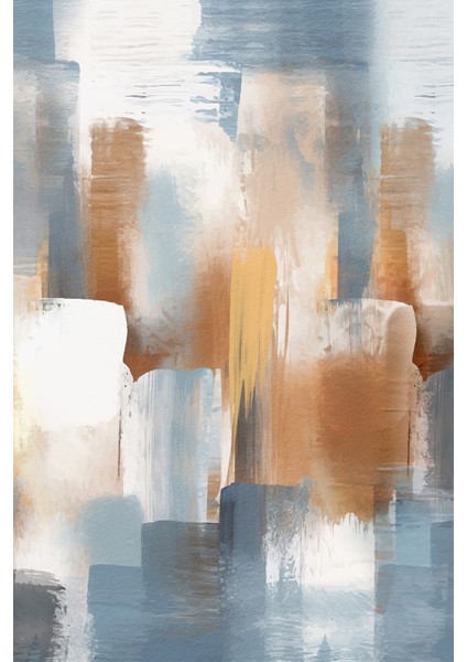 Mavi Bej Fırça Darbeli Modern Sanat Tekstil Duvar Kağıdı modelleri