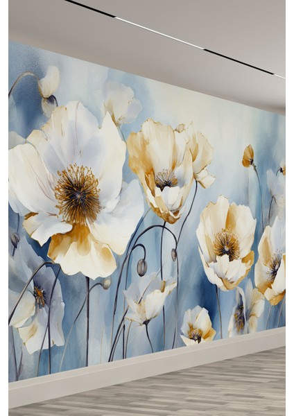 Akvarel Çiçek Desenli Tekstil Duvar Kağıdı fiyatları