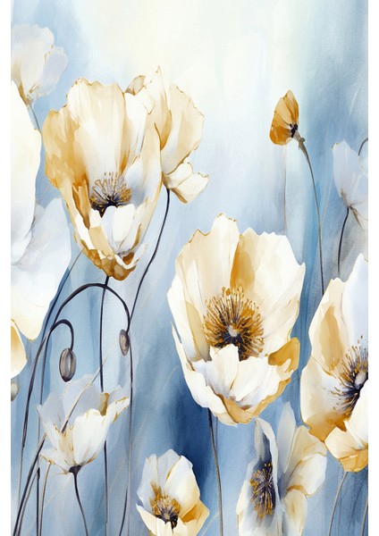 Akvarel Çiçek Desenli Tekstil Duvar Kağıdı modelleri