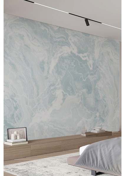 Ice Sky Marble Açık Mavi Serisi Tekstil Tabanlı Duvar Kağıdı