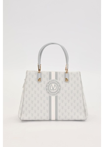 Gri Monogram Desenli El Çantası