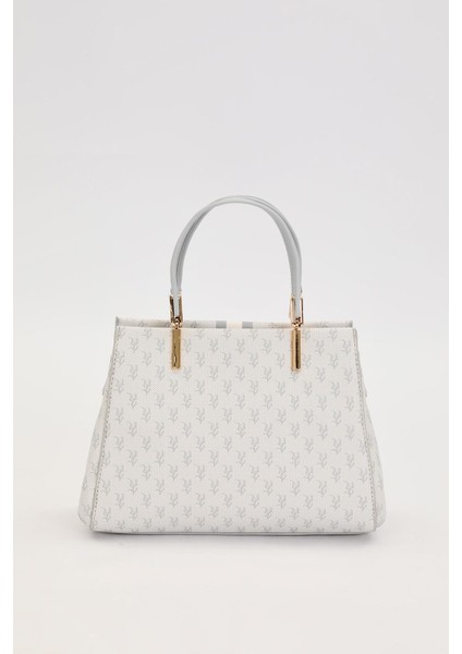 Gri Monogram Desenli El Çantası fırsatları