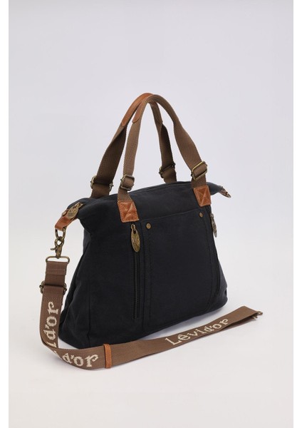 Siyah Çift Fermuarlı Kumaş Askılı El Çantası fiyatları