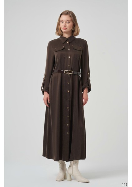 Nuss 2002 Tam Boy Düğmeli Elbise