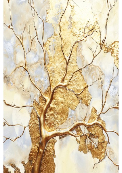 Altın Dallı Soyut Mermer Desenli Tekstil Duvar Kağıdı modelleri