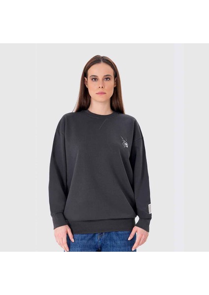 Nakışlı Organik Pamuklu Kadın Sweatshirt