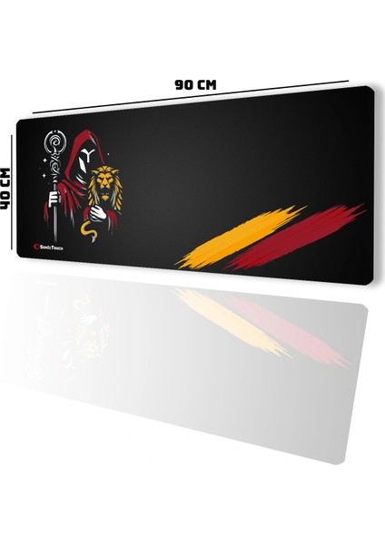 Sonictouch Aslan Muhafızı Sarı Kırmızı Dikişsiz Pürüzsüz Sıvı Geçirmez Xxl Gamer Klavye Mousepad 40X90CM fiyatları