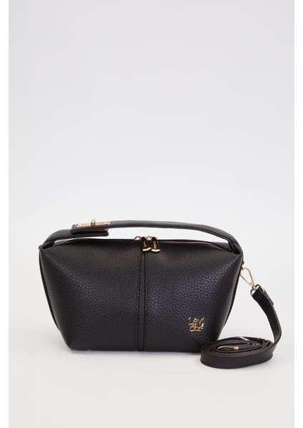 Siyah Dikiş Çizgili El Çantası