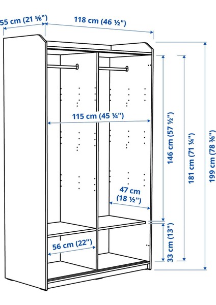 Hauga Sürgü Kapaklı Gardırop Beyaz 118 x 55 x 199 Cm fiyatları