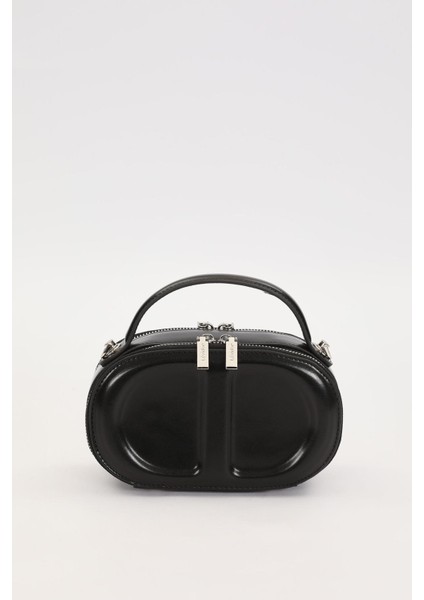 Siyah Çift Fermuarlı El Çantası