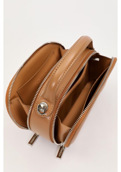 Kahve Çift Fermuarlı El Çantası modelleri