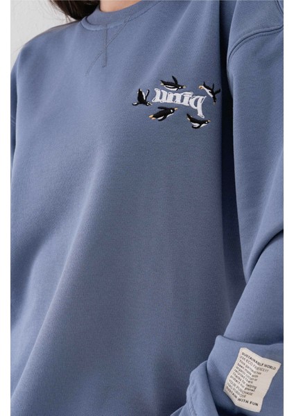 Nakışlı Organik Pamuklu Kadın Sweatshirt fiyatları