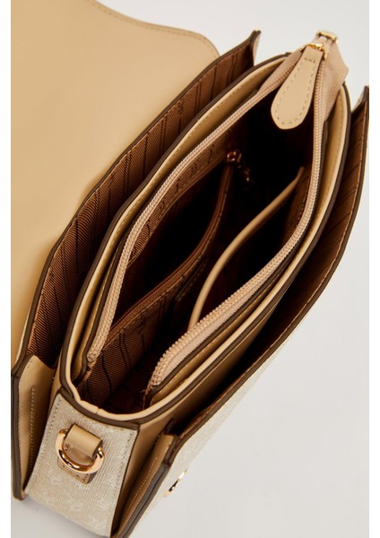 Krem Logolu Monogram Desen El Çantası modelleri