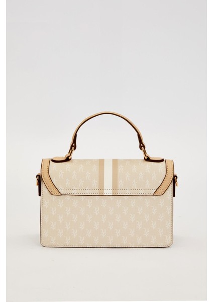Krem Logolu Monogram Desen El Çantası fırsatları