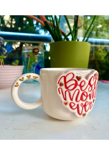 El Yapımı Seramik Gerçek 24K Altın Dekorlu Best Mom Kupa fırsatları