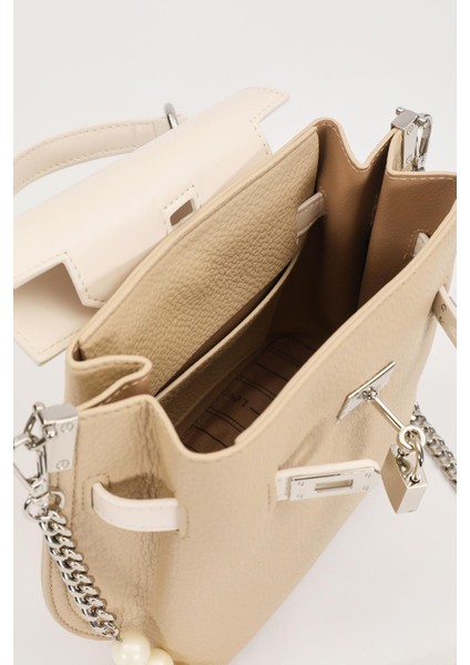 Krem Inci Askı Detaylı El Çantası modelleri