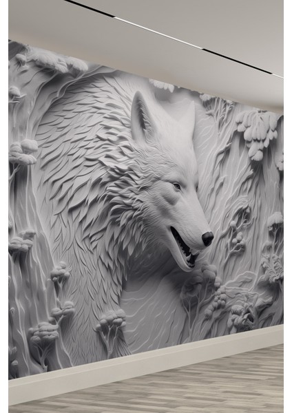 3D Kurt Portresi Sanatsal Tekstil Duvar Kağıdı fiyatları