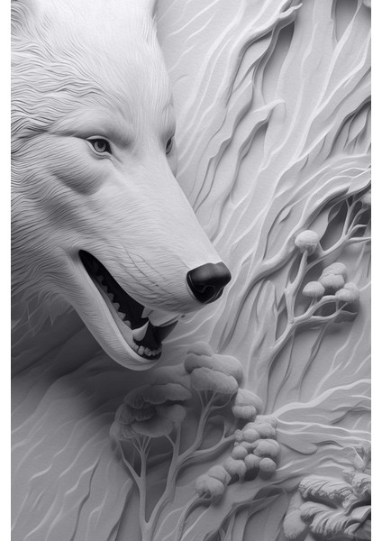 3D Kurt Portresi Sanatsal Tekstil Duvar Kağıdı modelleri