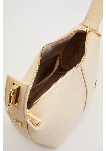 Krem Dikiş Çizgili El Çantası modelleri