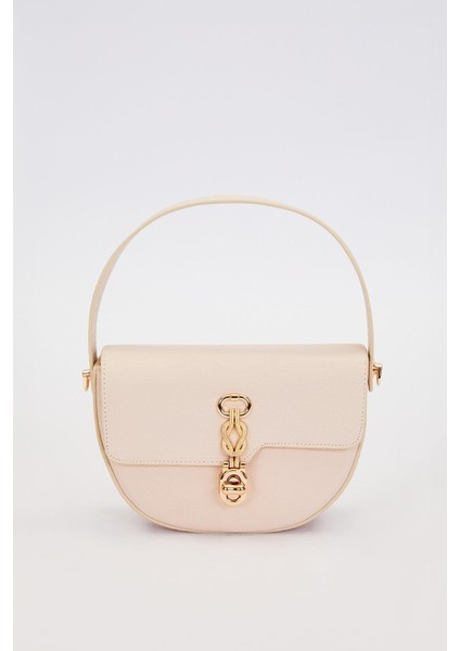 Krem Kapak Tokalı El Çantası