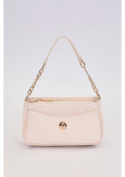 Krem Zincir Detaylı Trend Omuz Çantası