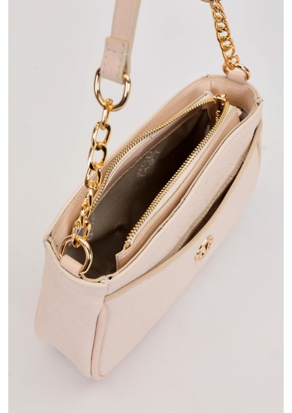 Krem Zincir Detaylı Trend Omuz Çantası modelleri