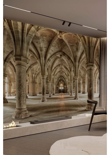 Gotik Kemerli Katedral 3D Tekstil Duvar Kağıdı fiyatları