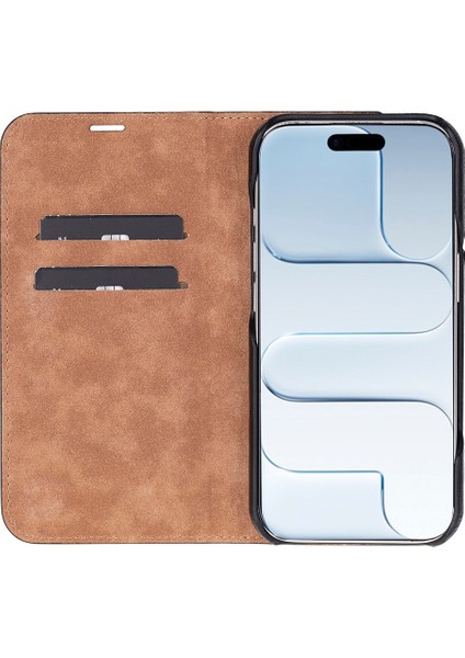 Apple iPhone 17 Air Için, Hakiki Deri, El Yapımı, Cüzdanlı Slim Kılıf, Mag Safe ile Uyumlu, Iç Yüzeyi Kadife, Siyah