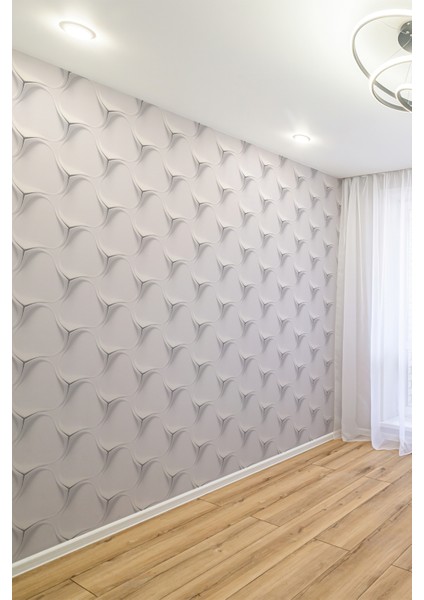 Beyaz Organik Kavis Desenli Tekstil Duvar Kağıdı