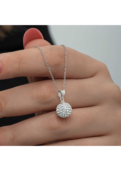 Gümüş Beyaz Kristal Taşlı Kadın Kolye modelleri