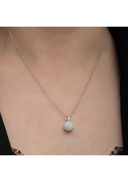 Gümüş Beyaz Kristal Taşlı Kadın Kolye indirimleri