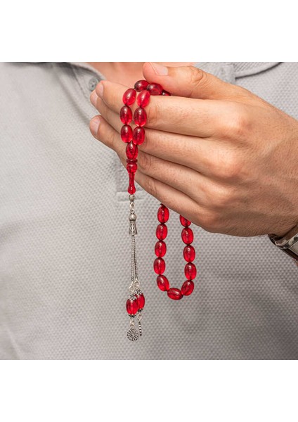 Gümüş Kırmızı Ateş Kehribar Tesbih fırsatları