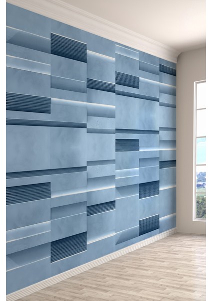 3D Işık Efektli Mavi Desenli Tekstil Duvar Kağıdı fiyatları