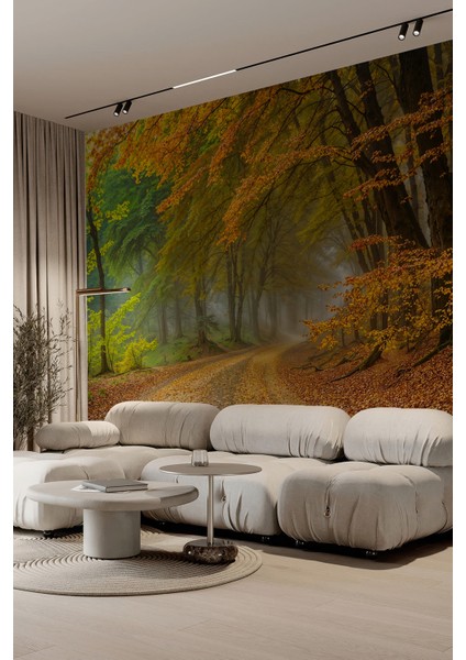 Sisli Ormanda Sonbahar Manzaralı Tekstil Duvar Kağıdı fiyatları