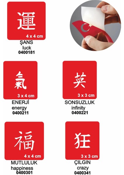 Japon Kanjiler 5'li Set Geçici Dövme Kına Şablonu