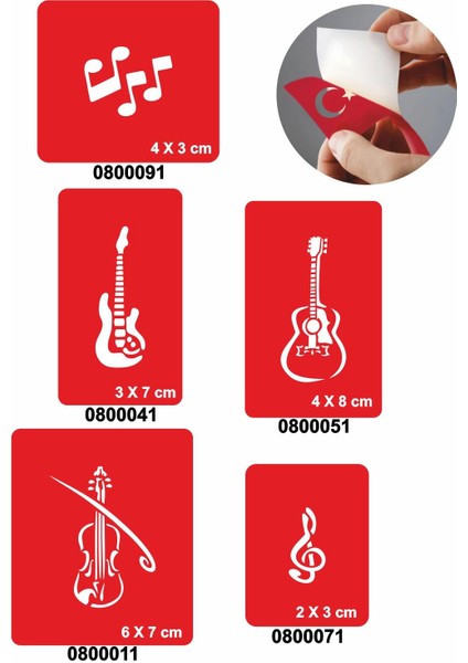 Müziğin Gücü 5'li Set Geçici Dövme Kına Şablonu