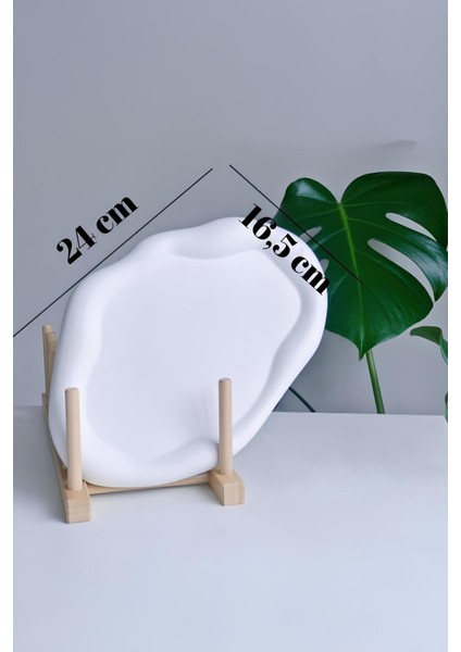 Bulut Desenli Beton Tabak | Minimal Takı ve Anahtar Tabağı | Dekoratif Sunum Tepsisi 24 cm